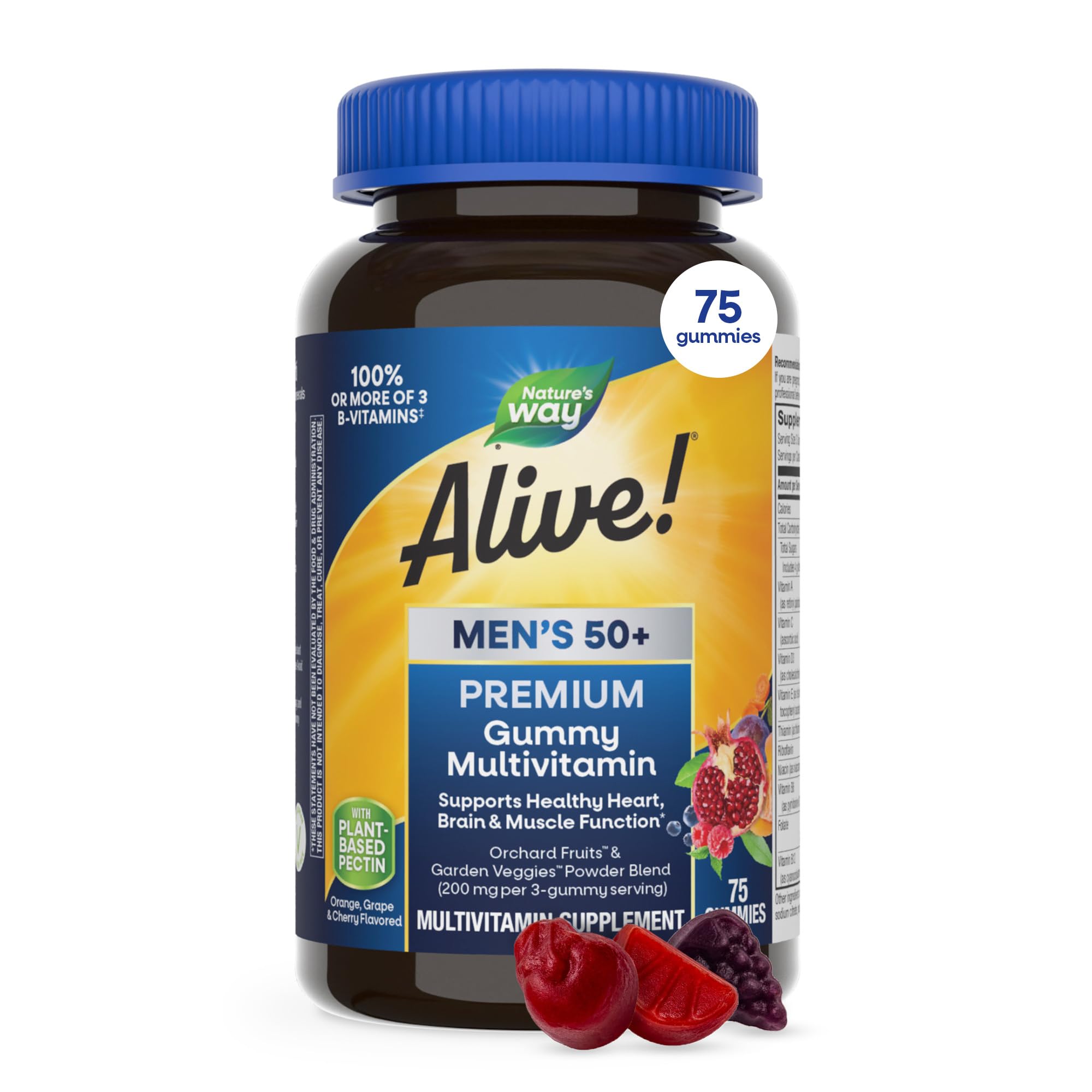 Nature's Way Alive! Men’s 50 Plus Premium Gummy Multivitamin, 75 ct 75 Count (Pack of 1)