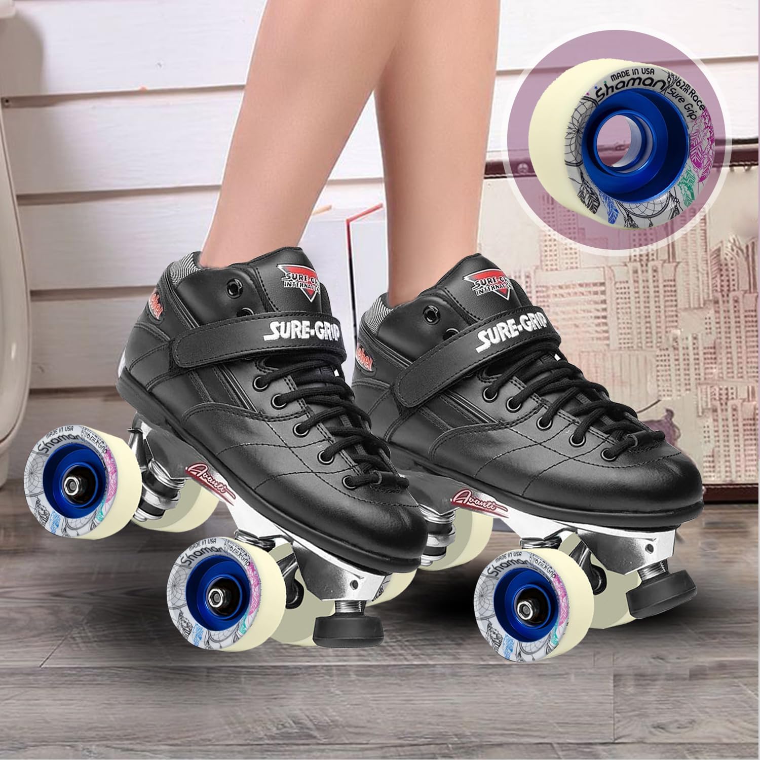 Sure-Grip Shaman Wheels | Made with Urethane & Anodized Aluminum Core | Blue - 89A / Green - 93A / Red - 95A / White 98A Hardness with 62mm * 42mm Dimensions - Attractive & Stylish - Made in USA