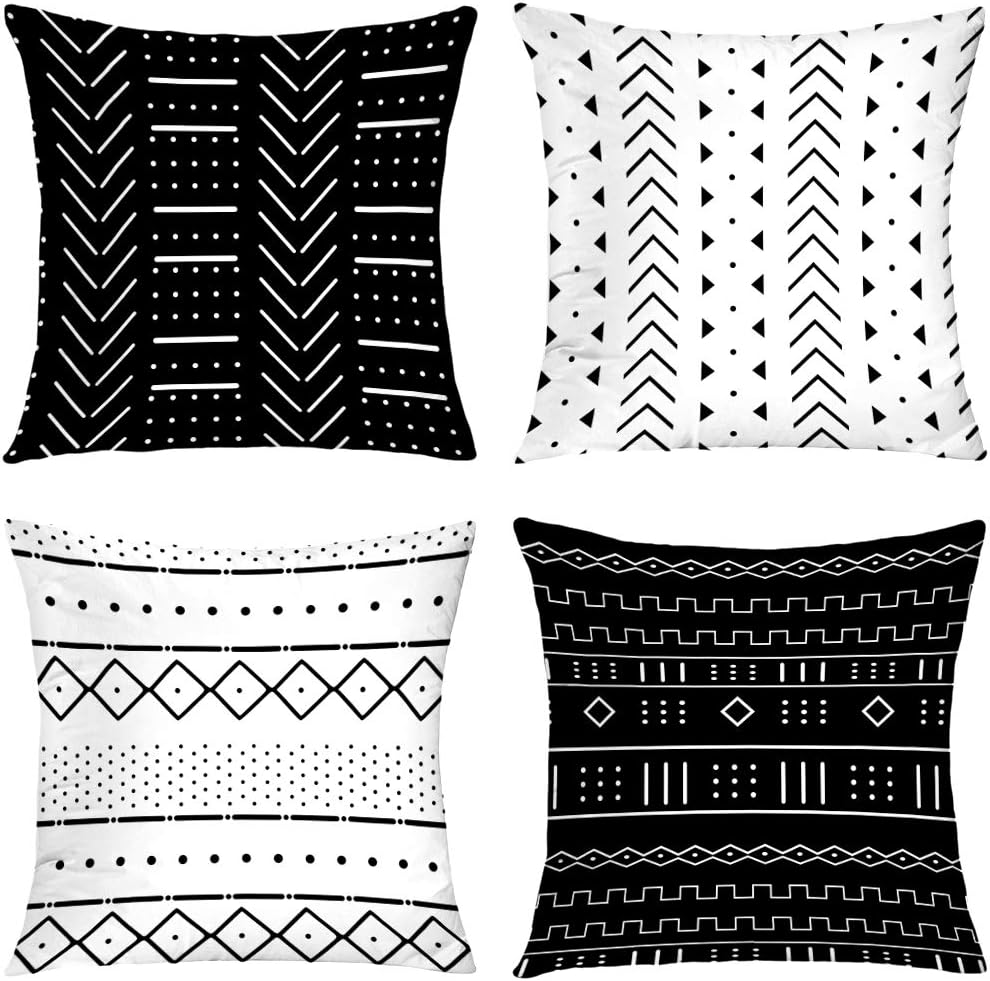black geometric pillow