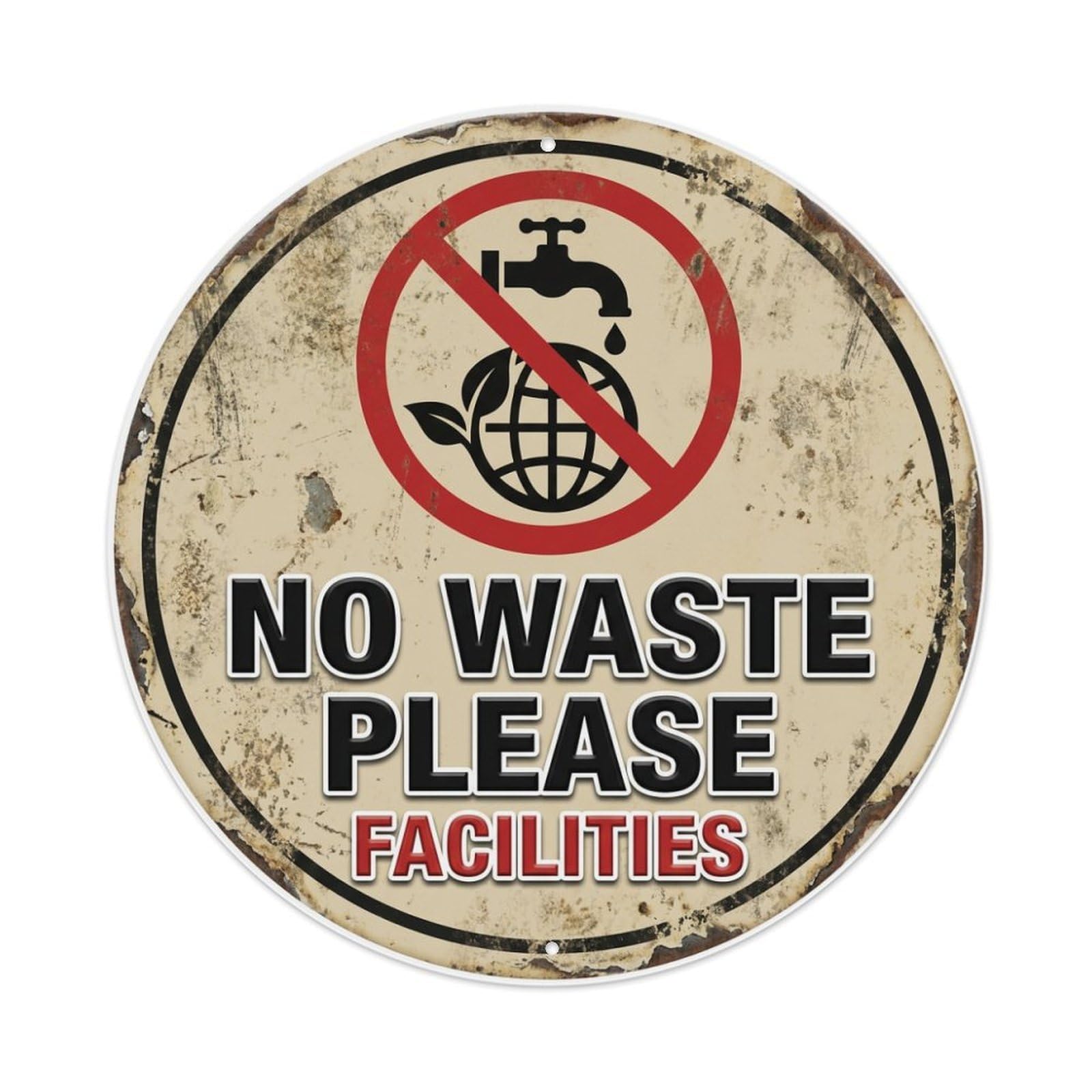 Metal Tin Sign No Waste Please Facilities Warning Sign