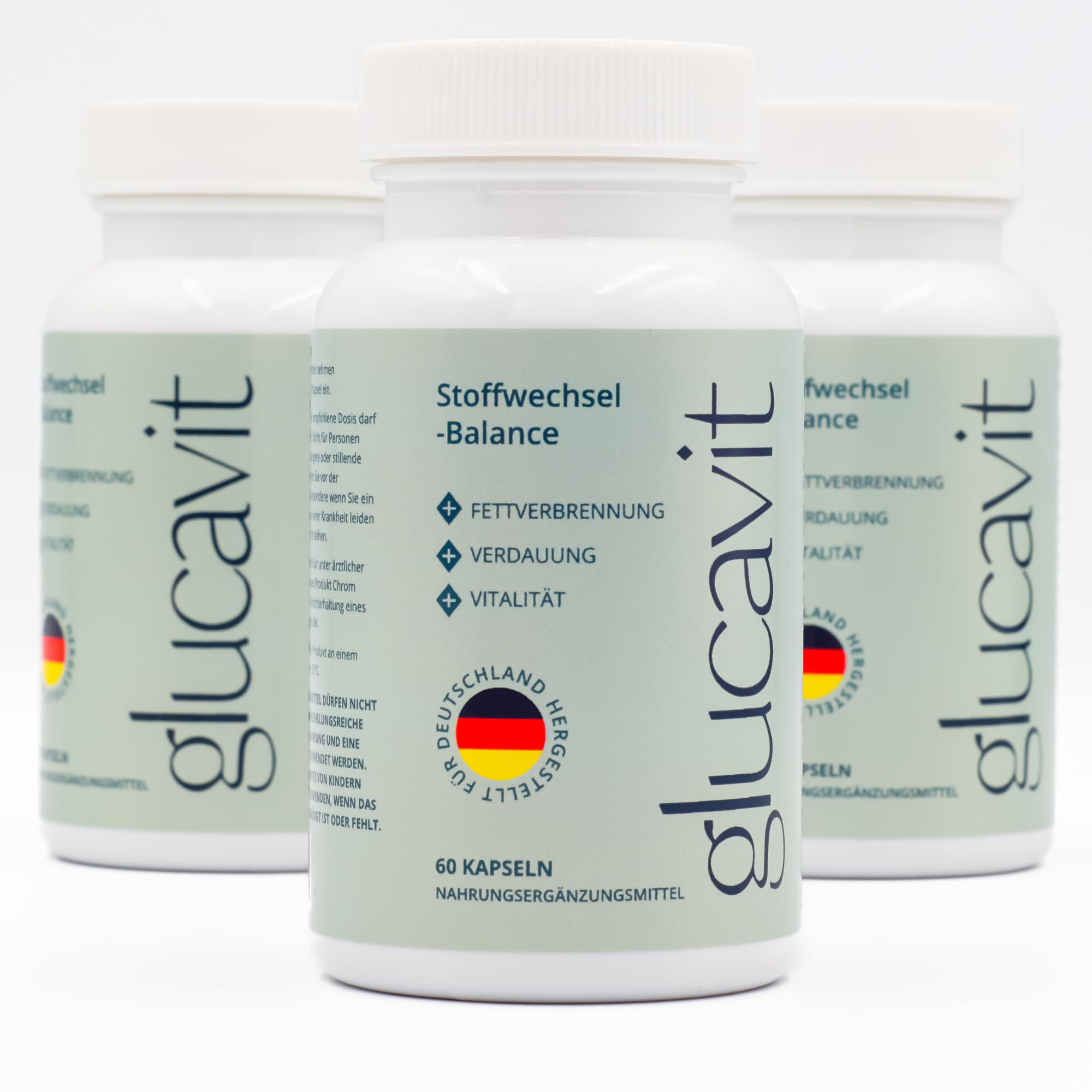 Glucavit – Nahrungsergänzung mit 11 essenziellen Nährstoffen | Vitamine & Mineralstoffe für Energie, Vitalität & Wohlbefinden. 60 Kapseln. (3)