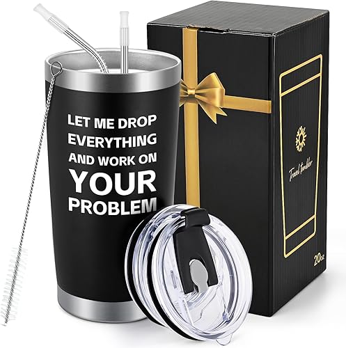 Miniatura 1 de Qtencas Let Me Drop Everything - Vaso de viaje de acero inoxidable, regalos secretos de Papá Noel, regalos de oficina para hombres, jefe, compañero