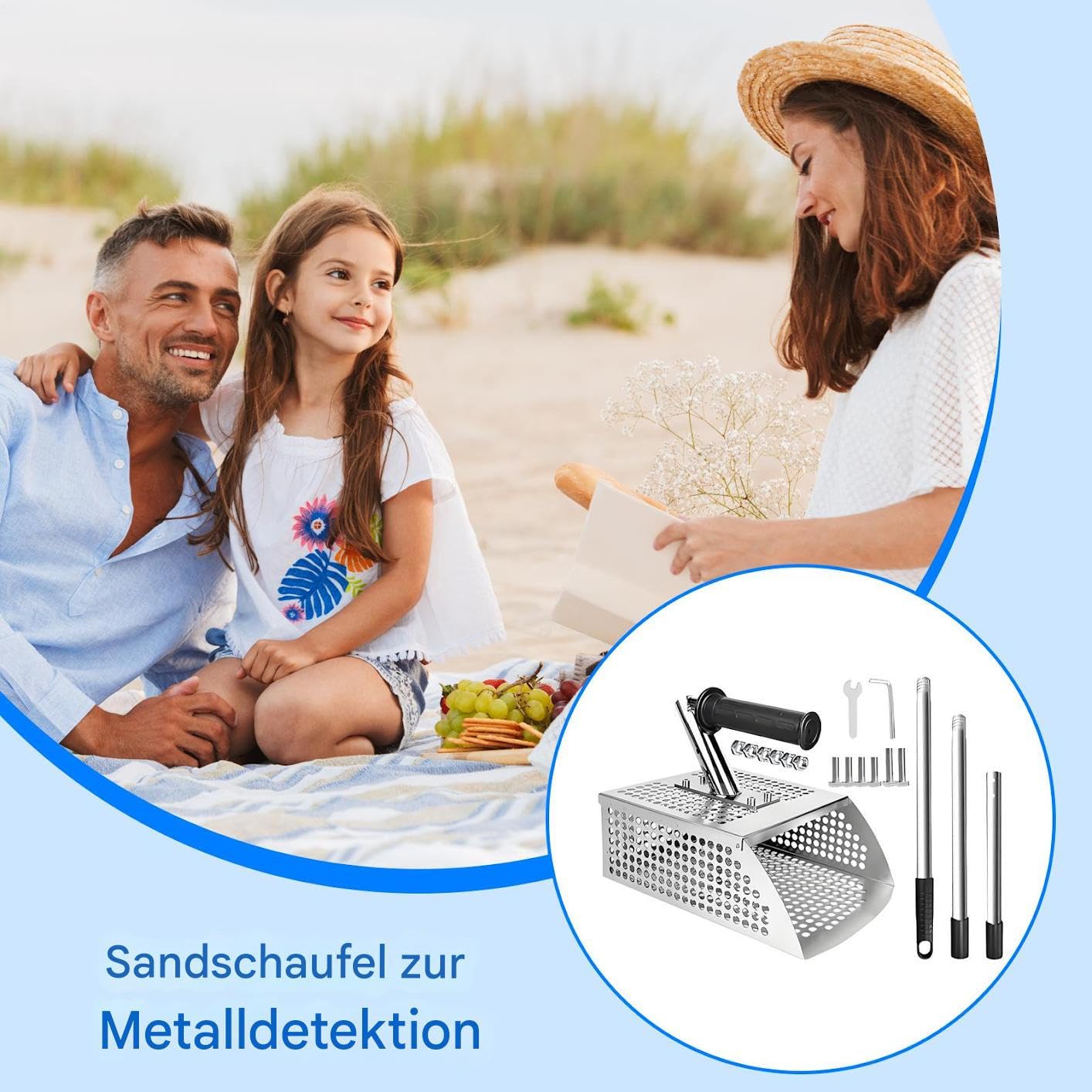 Pelle à Sable Écope de Plage antidérapante en Acier Inoxydable