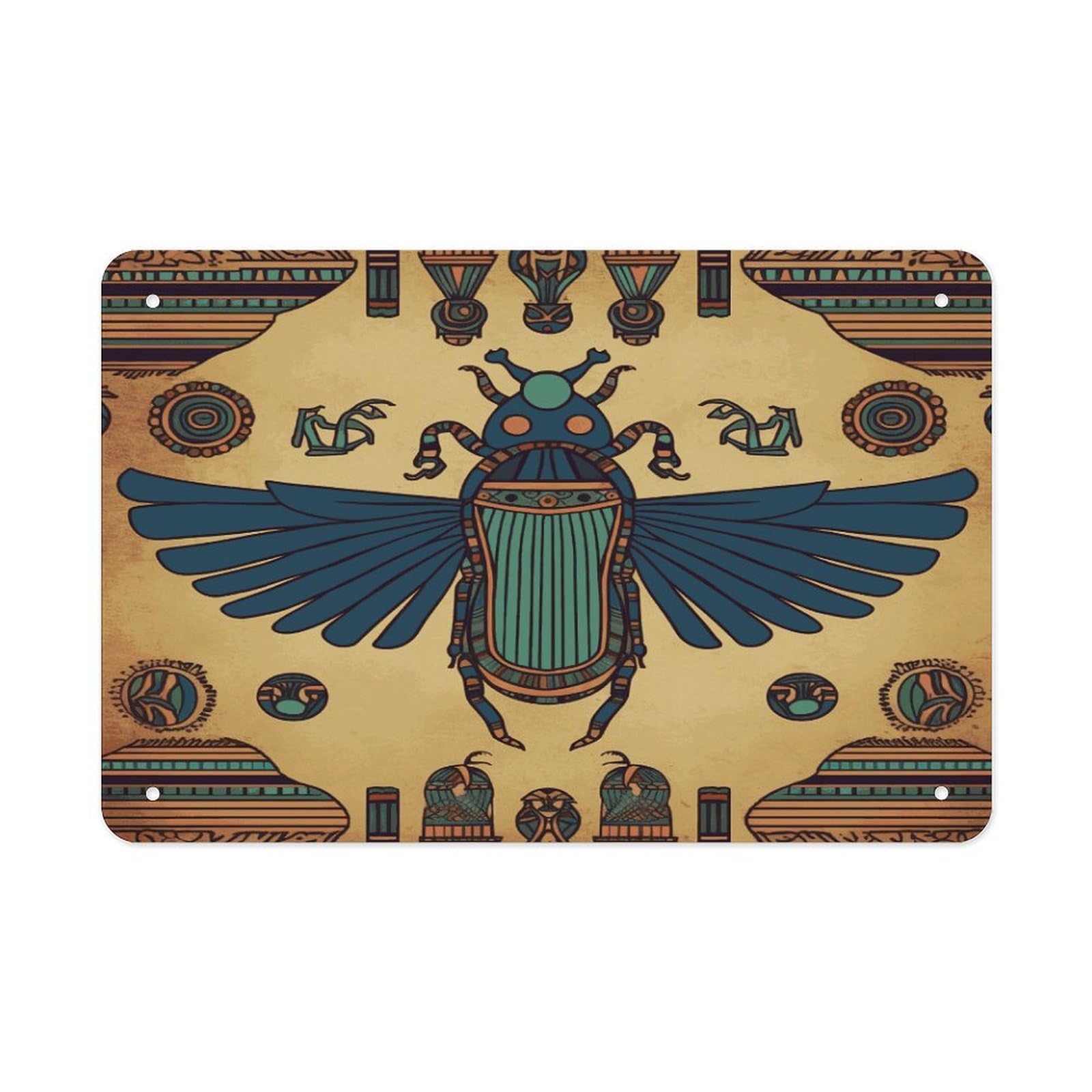Fodpand Style Egyptian Scarab Wall Art Metal Signs Tin Sign