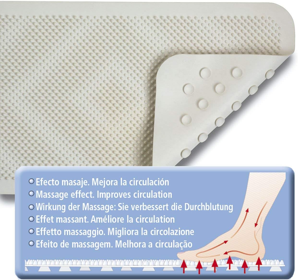 Rayen Bath Massage Mat, Natural Rubber, White, 35 x 65 cm