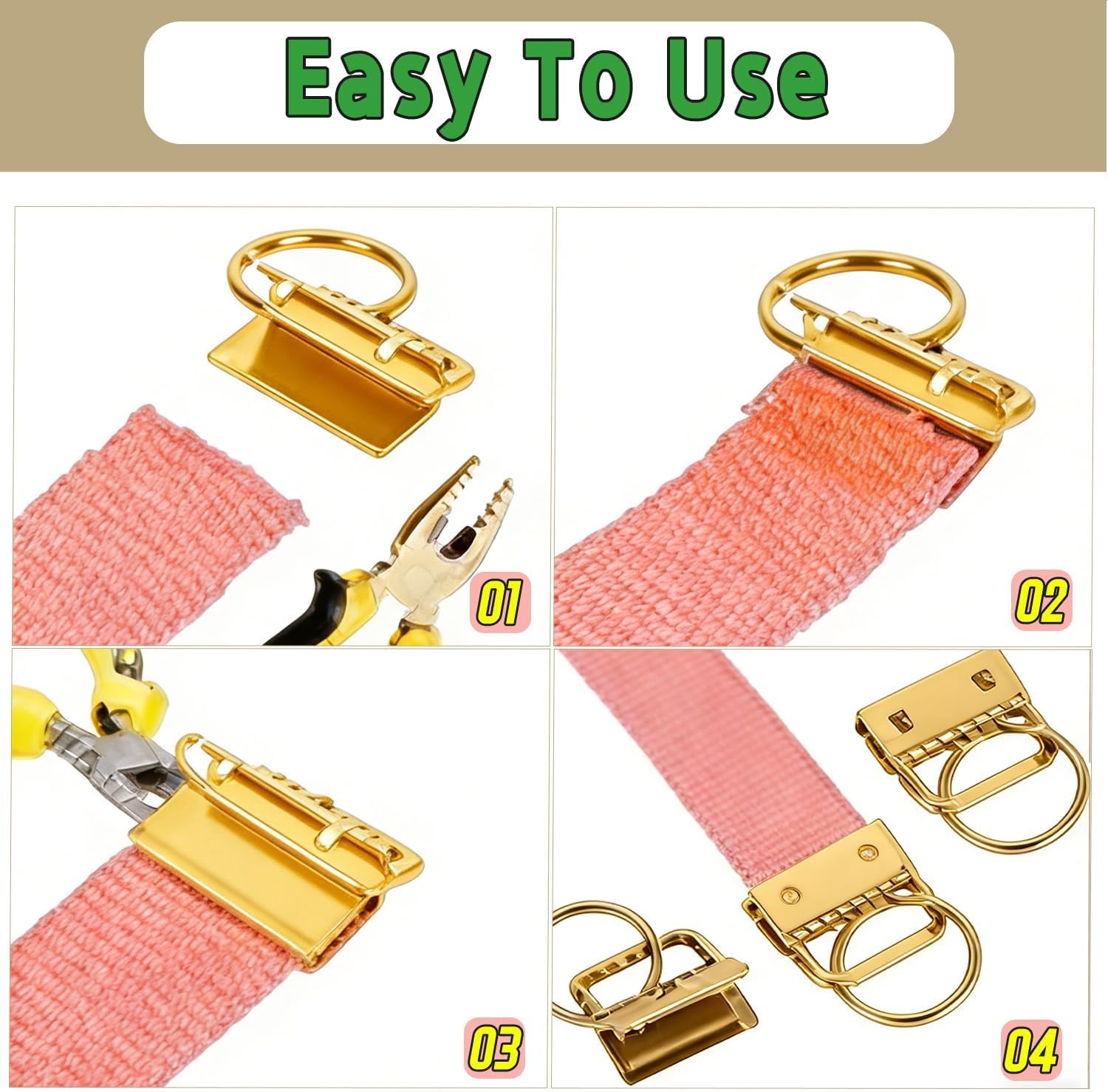 30PCS Gold Key Fob Hardware Set 26mm/1 inch image 4