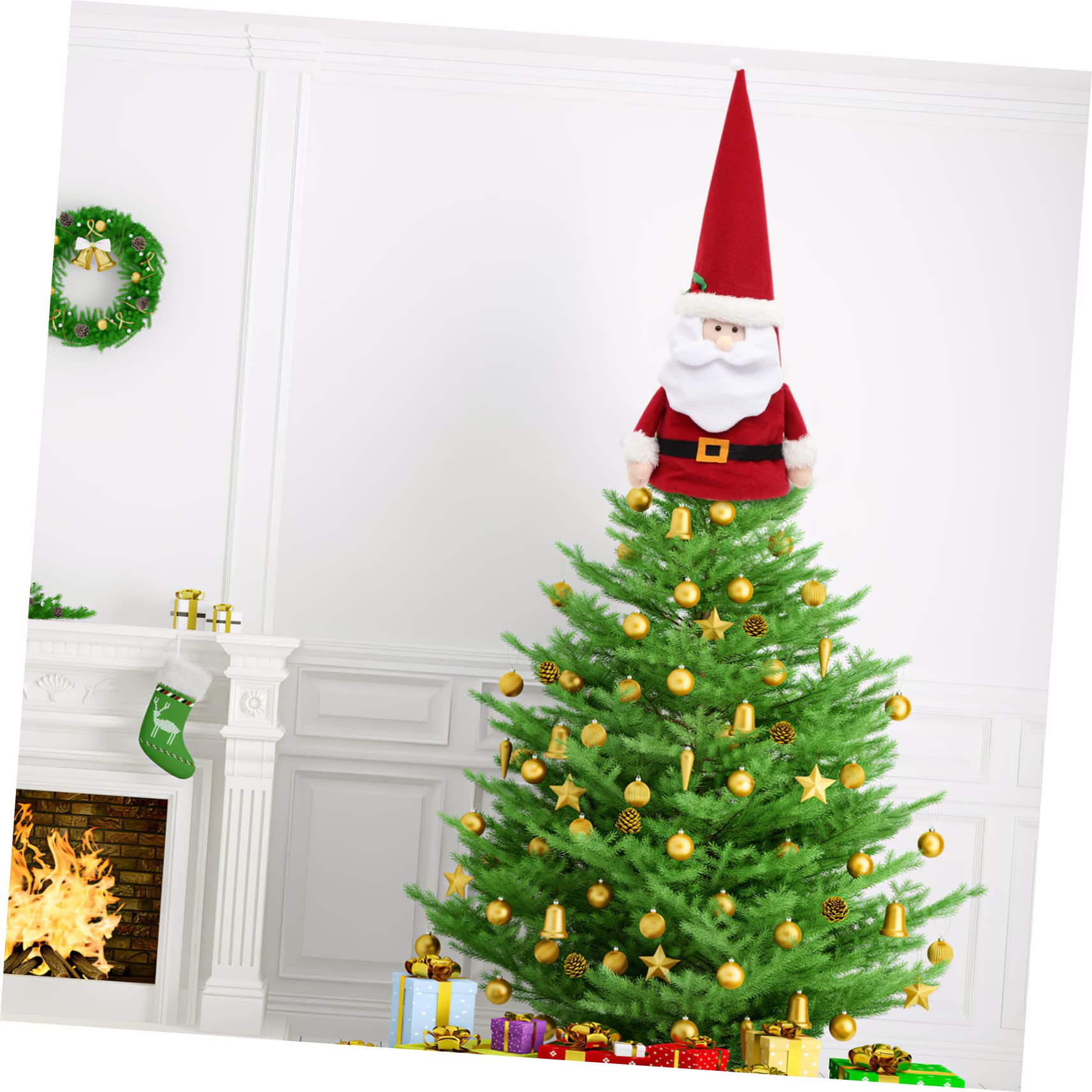 MAGICLULU 2st Weihnachtsbaumspitze Stern Untersetzer Weihnachten Im Freien Girlande Dekoration Neon Flackern Festival-Ornament Weihnachtsbaum Weihnachts-Accessoire Partyschmuck Stoff