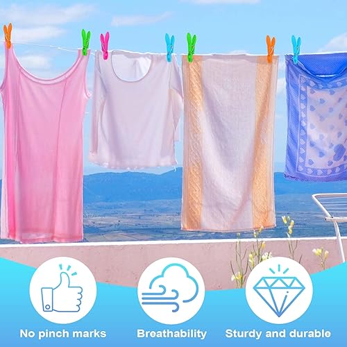 Miniatura 5 de Paquete de 48 pinzas de plástico coloridas, resistentes para ropa sucia, pinzas para línea de secado, pequeños alfileres de ropa de colores para