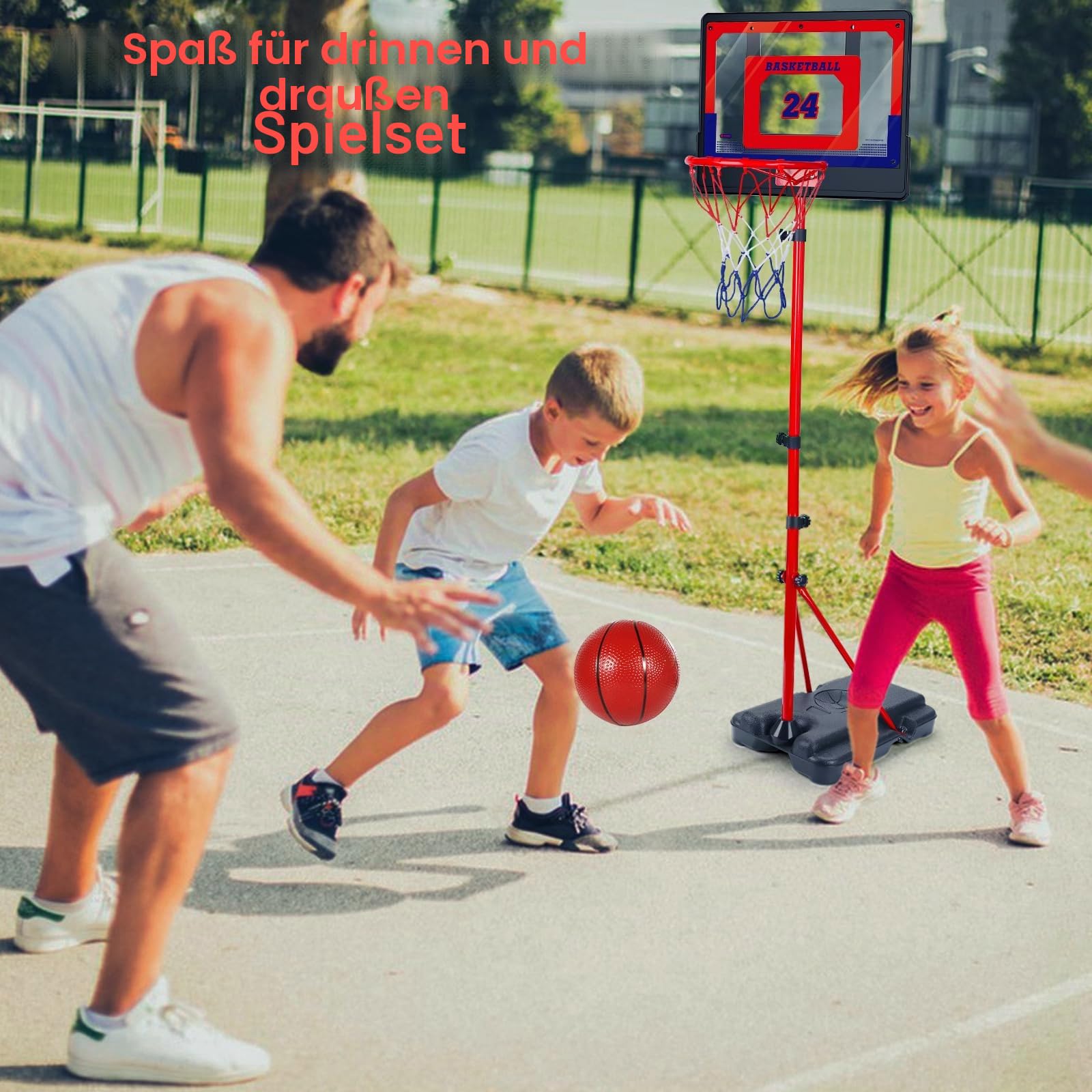Basketballkorb Kinder Outdoor Indoor Höhenverstellbar 107cm-189cm, Basketball Korb Set Spielzeug mit Ball Pumpe, Sport Spielzeug Geschenk für Jungen Mädchen ab 3 4 5 6 7 8 Jahre