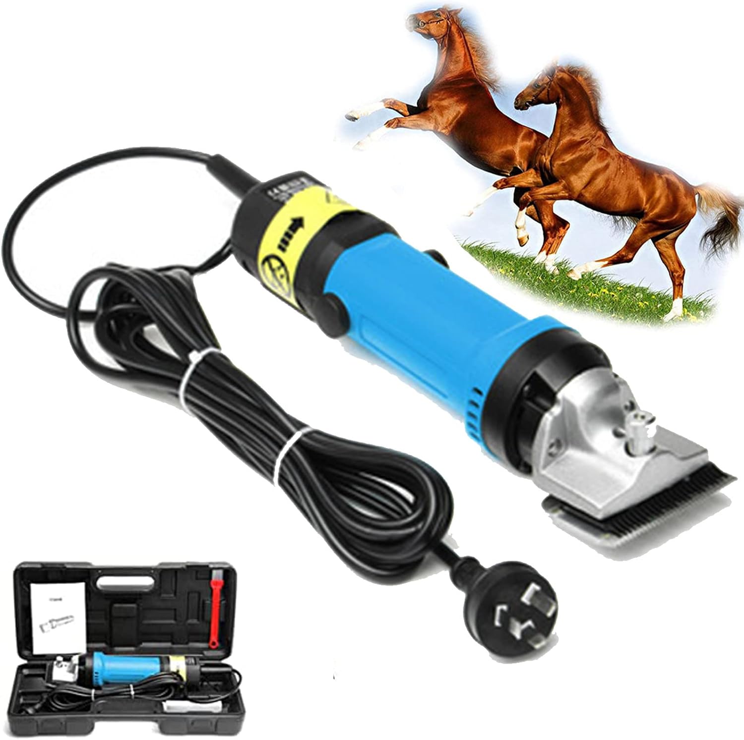 Professional Horse Hair Scissors 690W High Power Heavy Duty Pet Clippers Set 6 Speed Adjustable with Tool Box for Horses Llamas Cattle Goats Alpacas (110V)