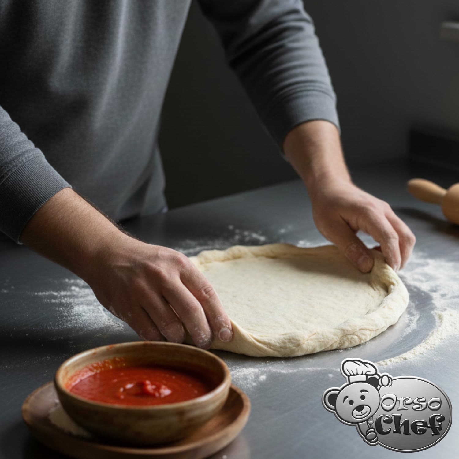 Spianatoia per impastare in Acciaio Inox 100 x 50 – Piano da Lavoro Professionale per Cucina, Pizzeria e Ristorante – Tagliere Pane, Pizza, Focaccia e Pasta – SET con tappetino antiscivolo e spatola