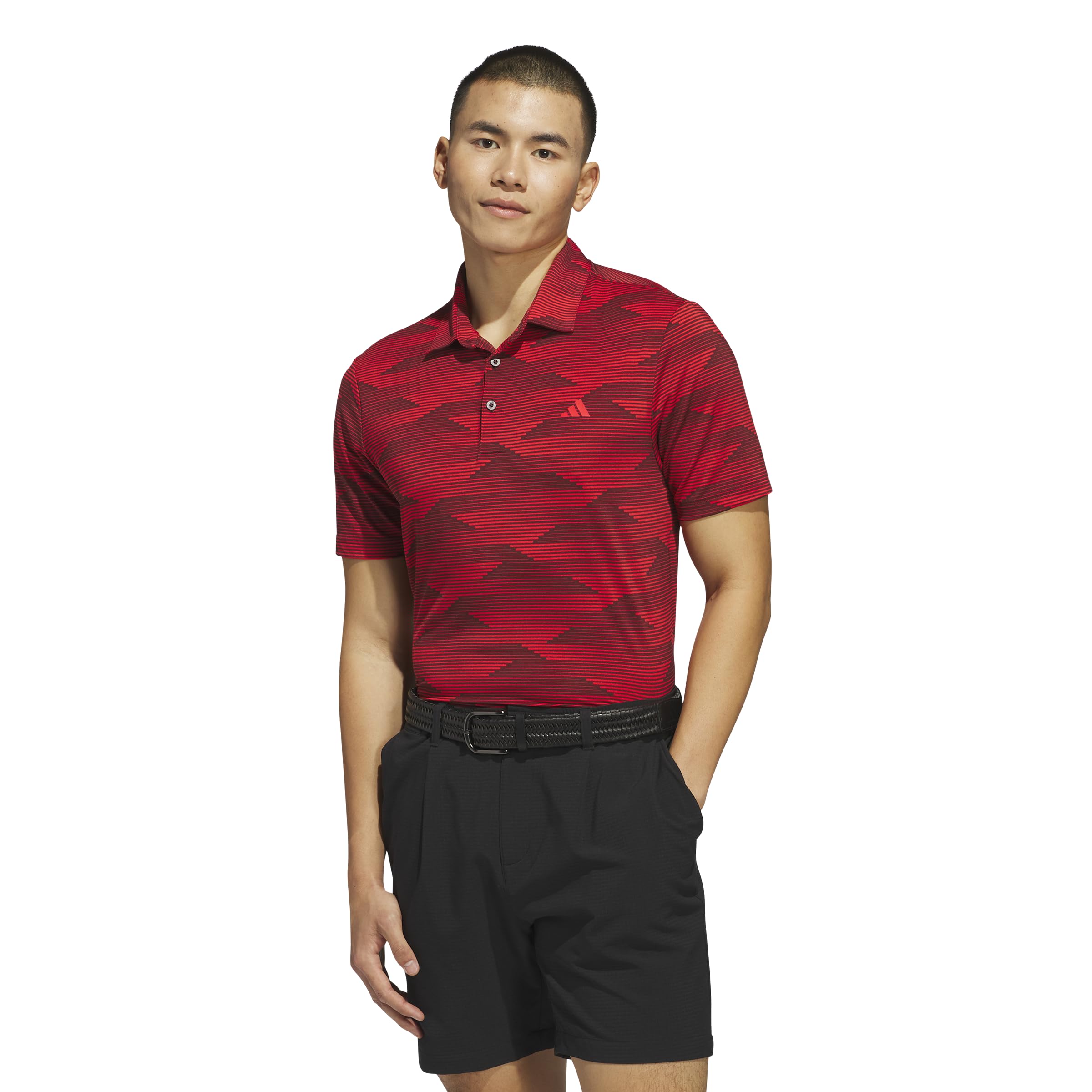 adidas Men's Ultimate365 Speed Stripe Polo Shirt, Aurora Ruby S25/Pure Ruby S25, S