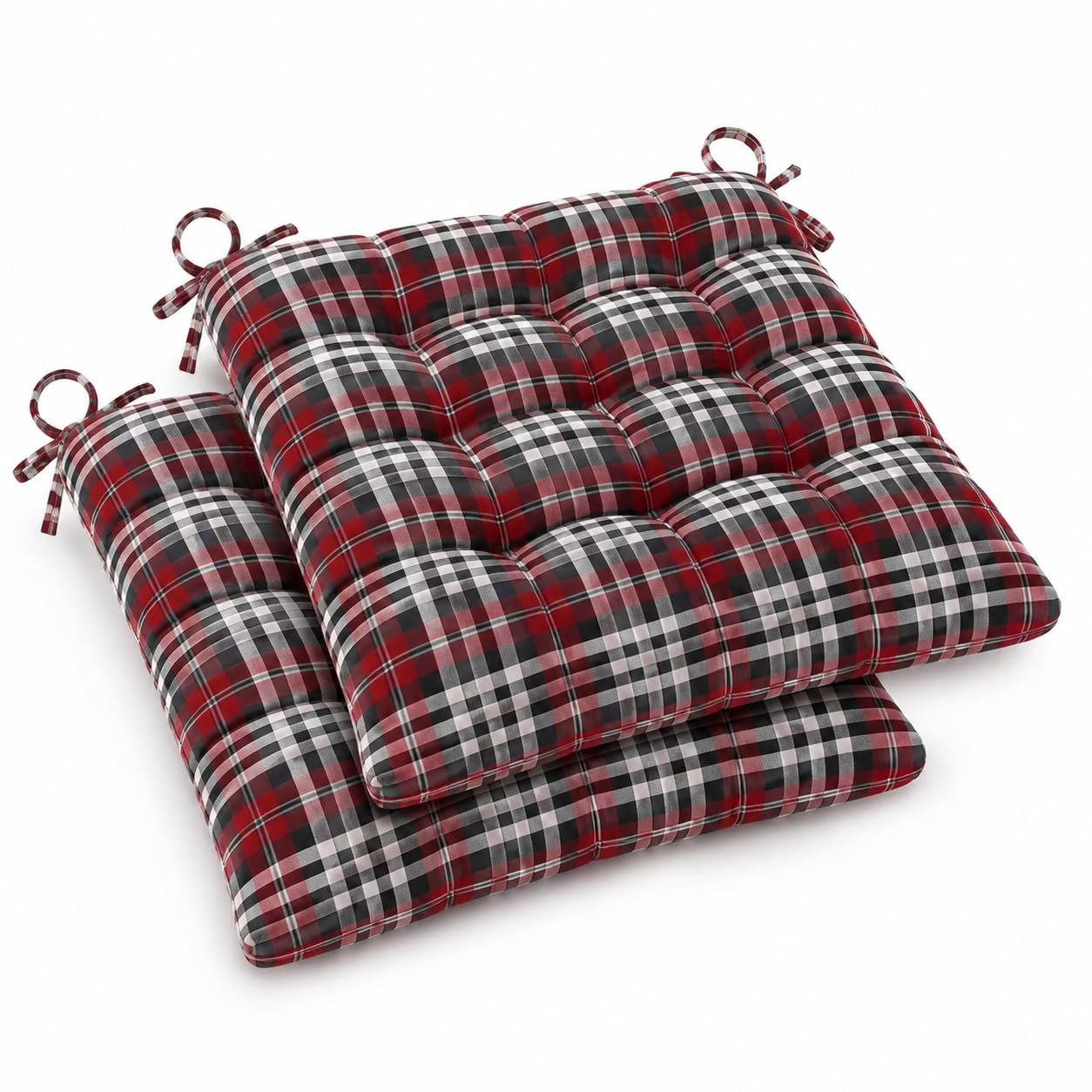 BSB HOME Pack of 2 Chair Pad Cushions with Tie Straps, Tufted Seat Cushions for Dining, Office & Wooden Chairs, Soft Com