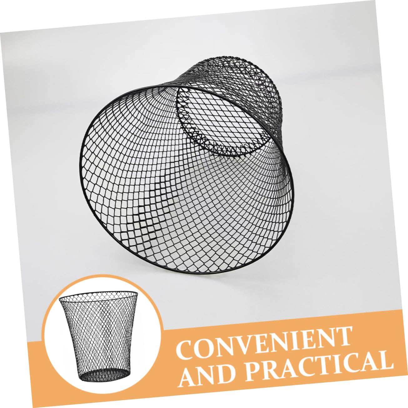 Iron Woven Storage Basket Kitchen Organization Office Organizing Bin Fruit Vegetable Holder Trash Can Multifunctional Laundry Hamper