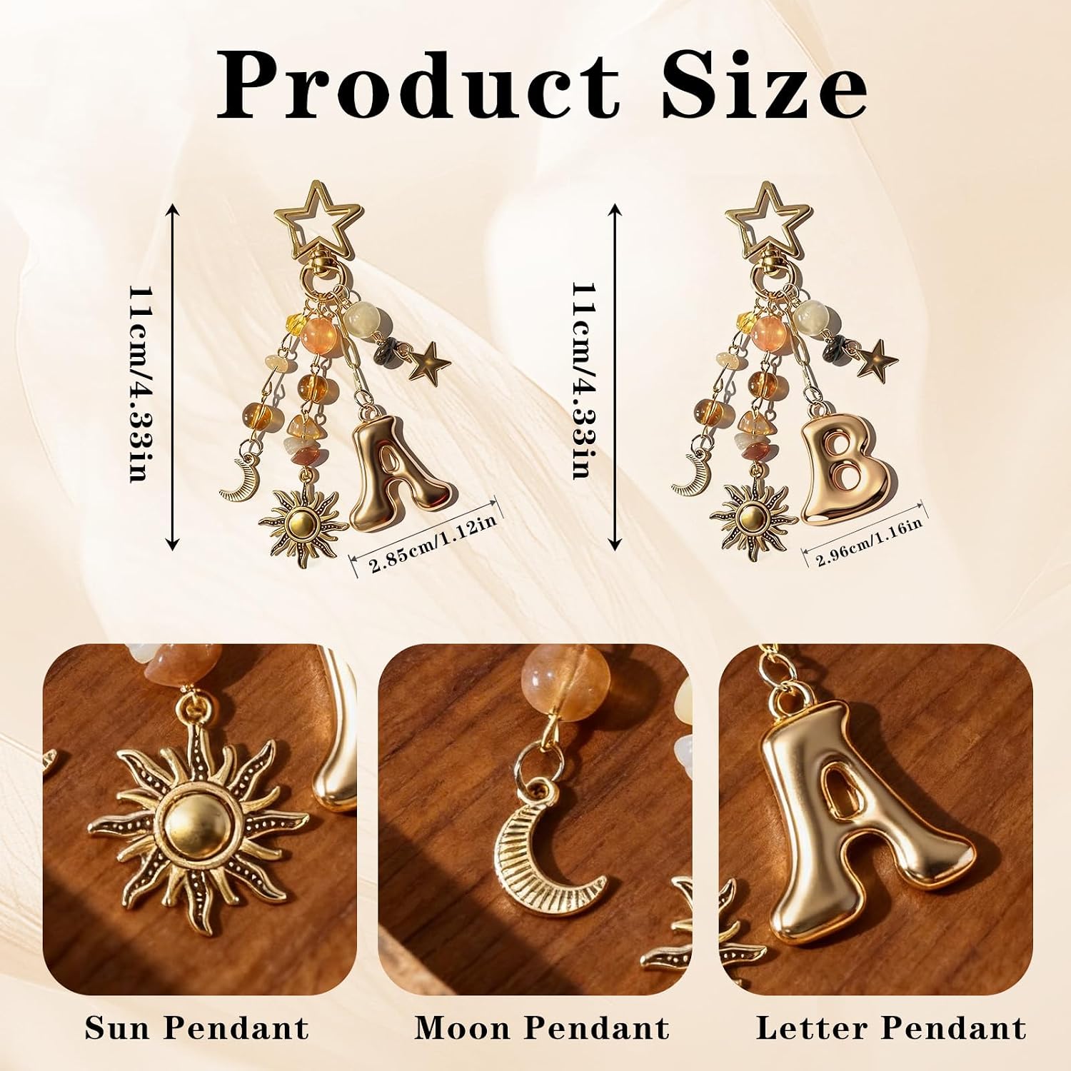Initial Bag Charms Keychain - Cute Beaded Purse Charm for Handbags