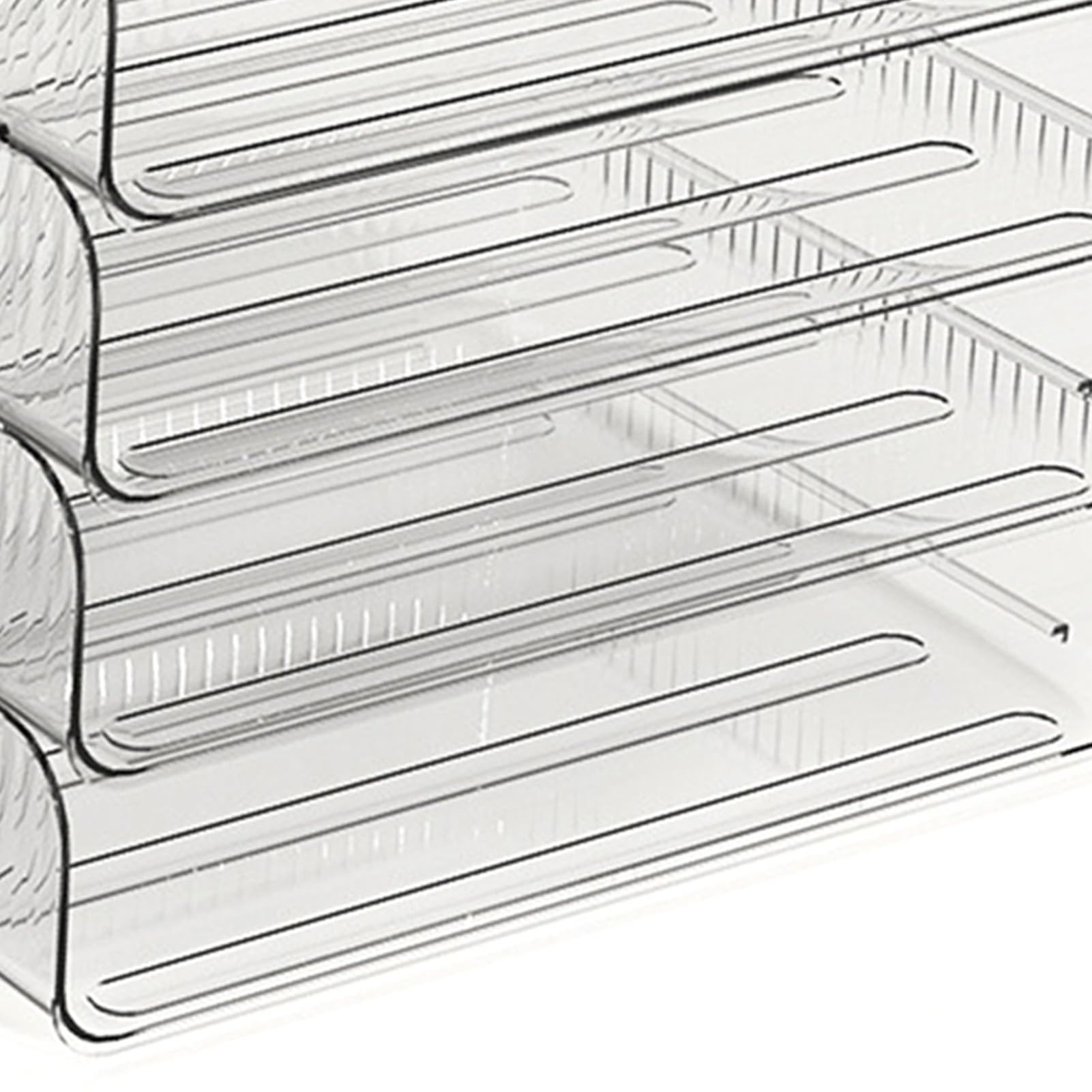 bandeja apilable para organizador de papel, diseño transparente, cuatro compartimentos, material plástico duradero, solución de almacenamiento flexible para