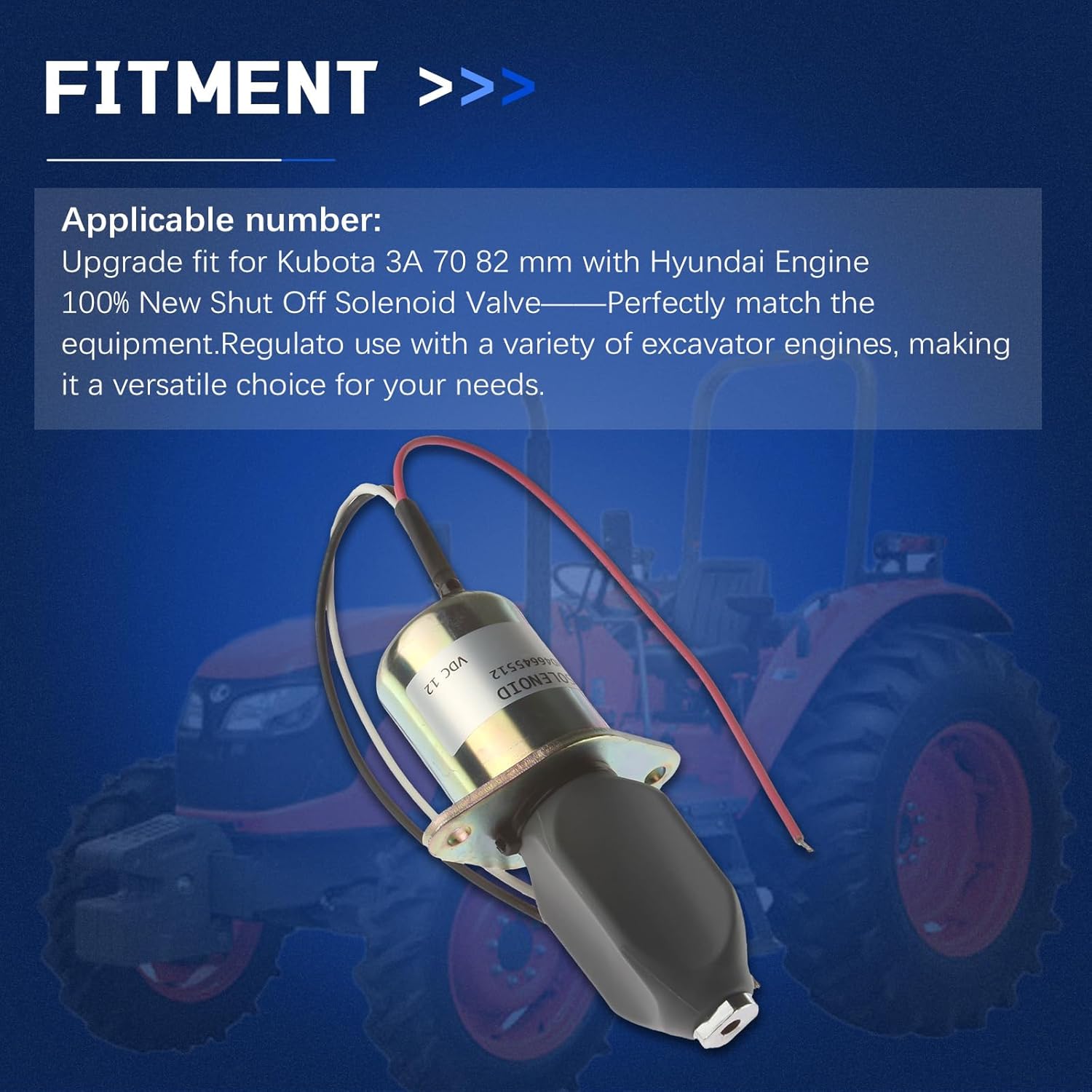 SA-4260-12 SA-4612-12 1751ES-12A6ULB1S5 Fuel Shut Off Solenoid for Kubota 3A 70 82 mm with Stop Solenoid Valve Diesel Engine Excavator 12V