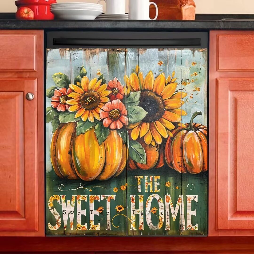 Country Bee Rustic Floral Bee Dishwasher Magnet Cover Panel Decals Refrigerator Magnetic Skin Vinyl Sticker Farmhouse Flowers Kitchen Art Decorative Cover