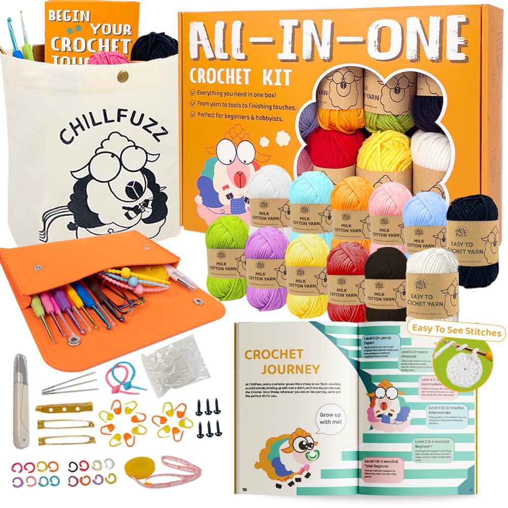 Amazon.com: ChillFuzz Crochet Kit for Beginners 85 Piece Complete