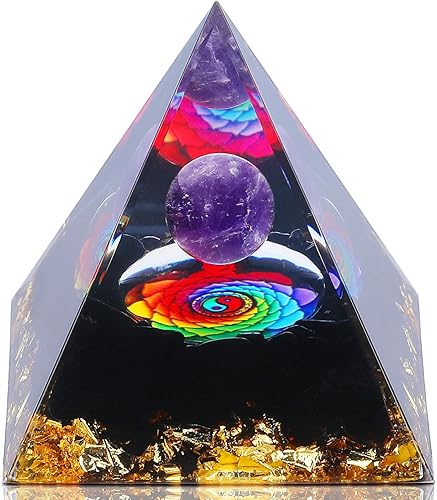 Miniatura 19 de Pirámide de orgón, pirámide de cristal curativo de amatista y piedras curativas de orgonita, cristales de protección, generador de energía