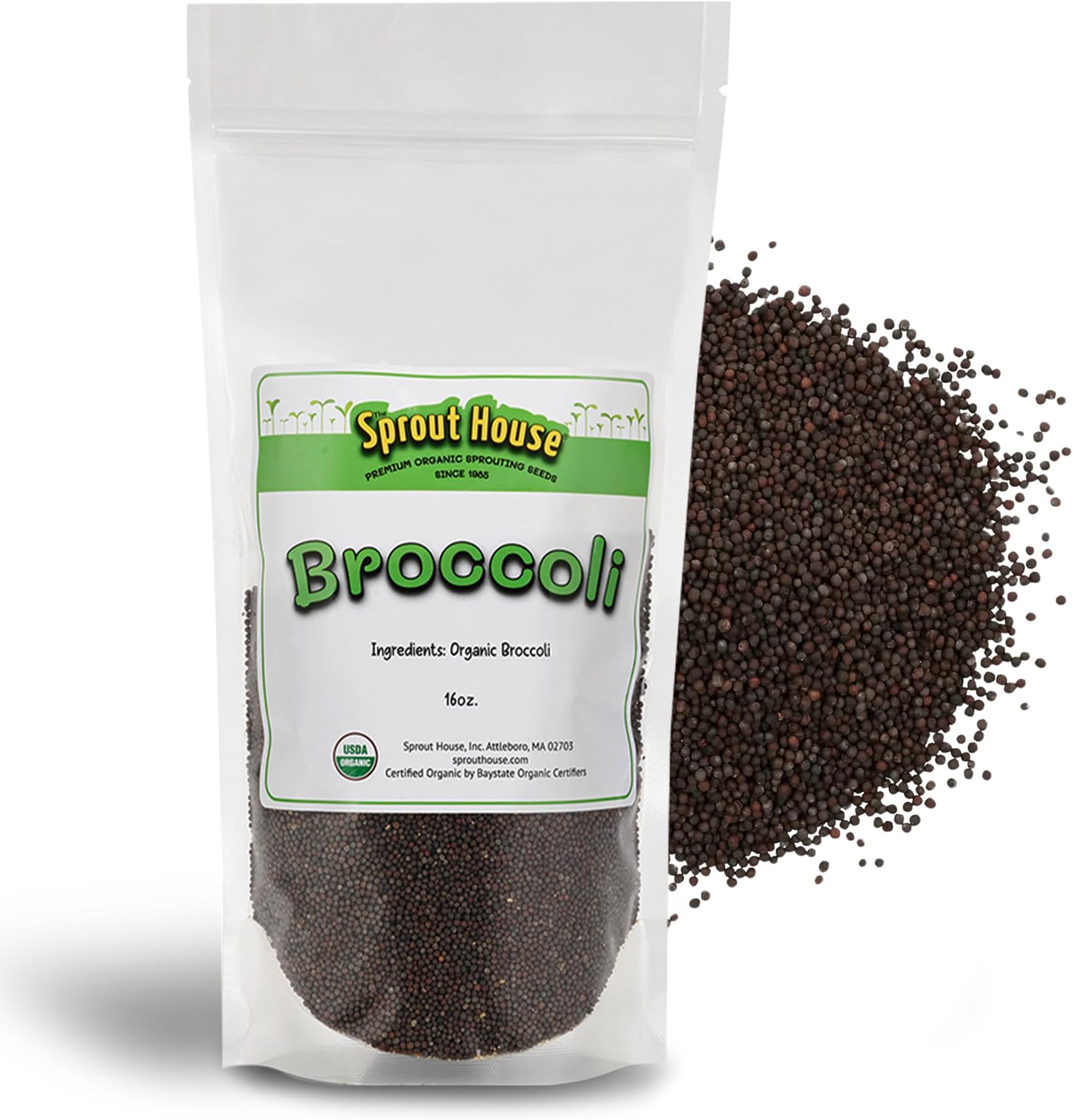 The Sprout House Broccoli Sprouting and Microgreen Seeds - Premium Organic Broccoli Sprouts, Non-GMO, High-Germination, Easy to Grow, Resealable Bag, Sulforaphane Rich Superfood,16oz