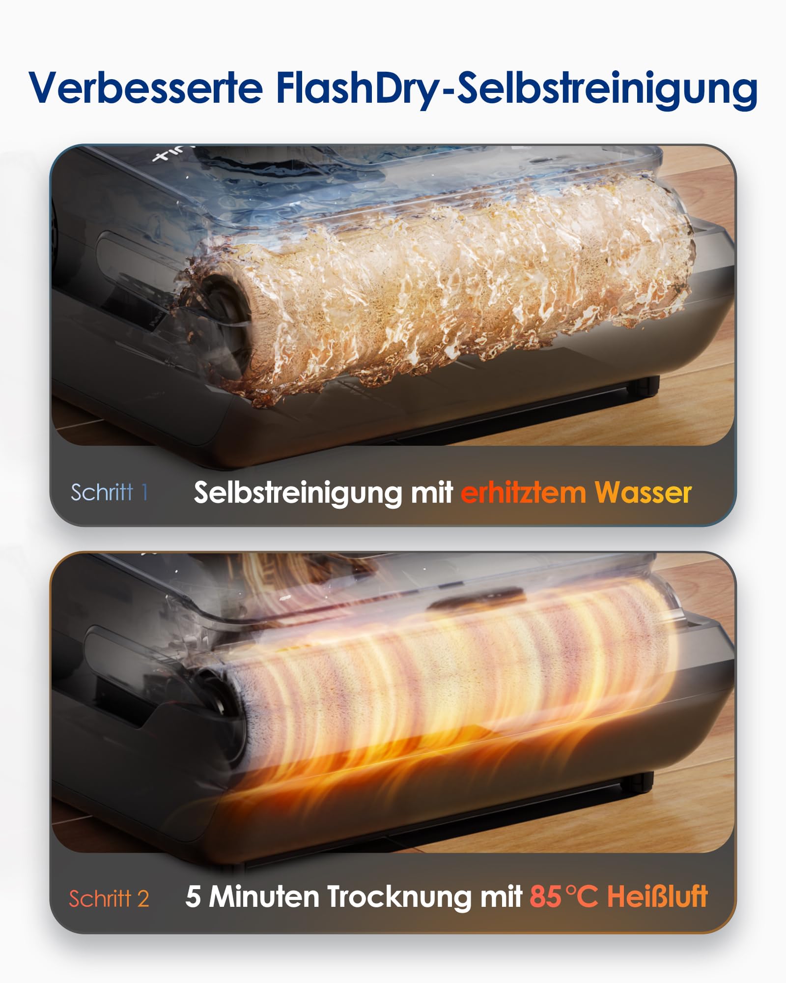 Tineco Floor ONE i6 Stretch Nass Trockensauger, 180° Lay-Flat Nasssauger, 20kPa Saugkraft, 85 °C Heißluft-Trocknung, 40 Min Laufzeit, Beidseitige Reinigung, Anti-Tangle staubsauger für Tierhaare