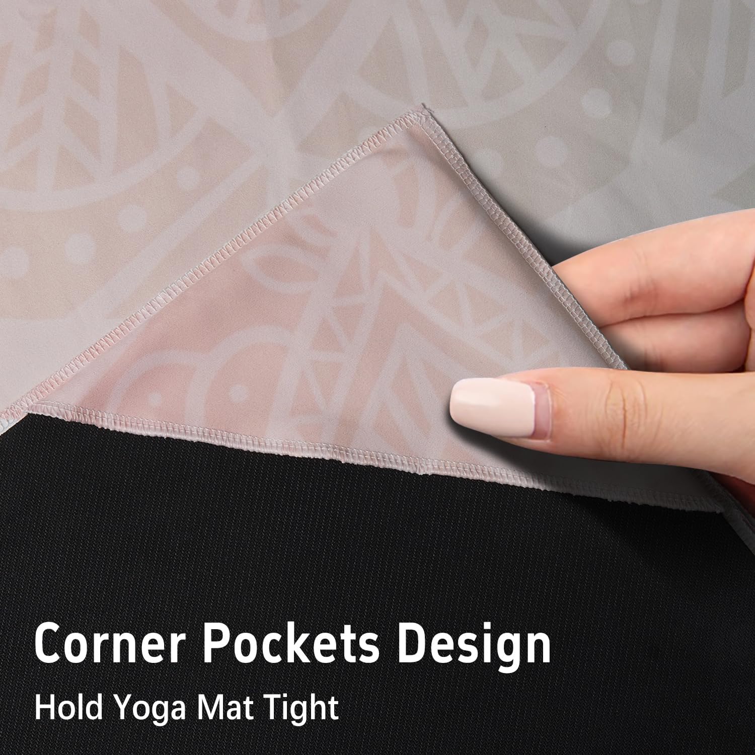 Hot Yoga Mat Towel with Corner Pockets Yoga Towels for Hot Yoga Non Slip with Travel Bag Sweat Absorbent Yoga Blankets Mat Cover for Workout Gym 70"x26" (Pink Flower-01, 74x26)