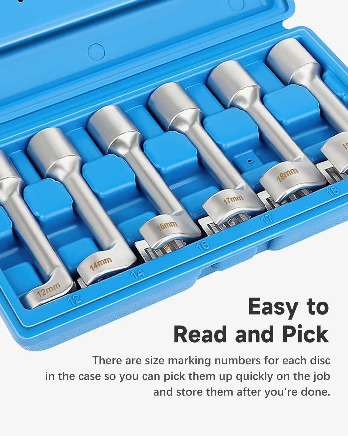 1/2" Drive L-Type Diesel Injector Fuel Line Injection Sockets Wrench Set 12mm 14mm 16mm 17mm 18mm 19mm with Carrying Case (6PCS)