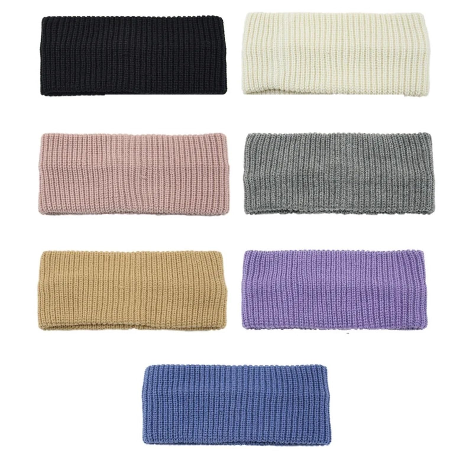 Stirnband 3PCS Einfache Feste Farbe Gestrickt Breiten Stirnband Frauen Sport Haarbänder Vertikale Gestreiften Kopf Abdeckung Winter Ohr Wärmer Winter Stirnband(Gray A)