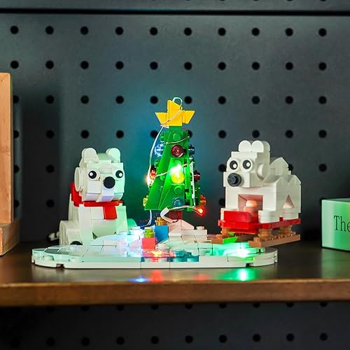 Miniatura 6 de Kit de luz LED compatible con Lego Wintertime Polar Bears 40571, juego de iluminación creativo de Legos para árbol de Navidad, compatible con Lego