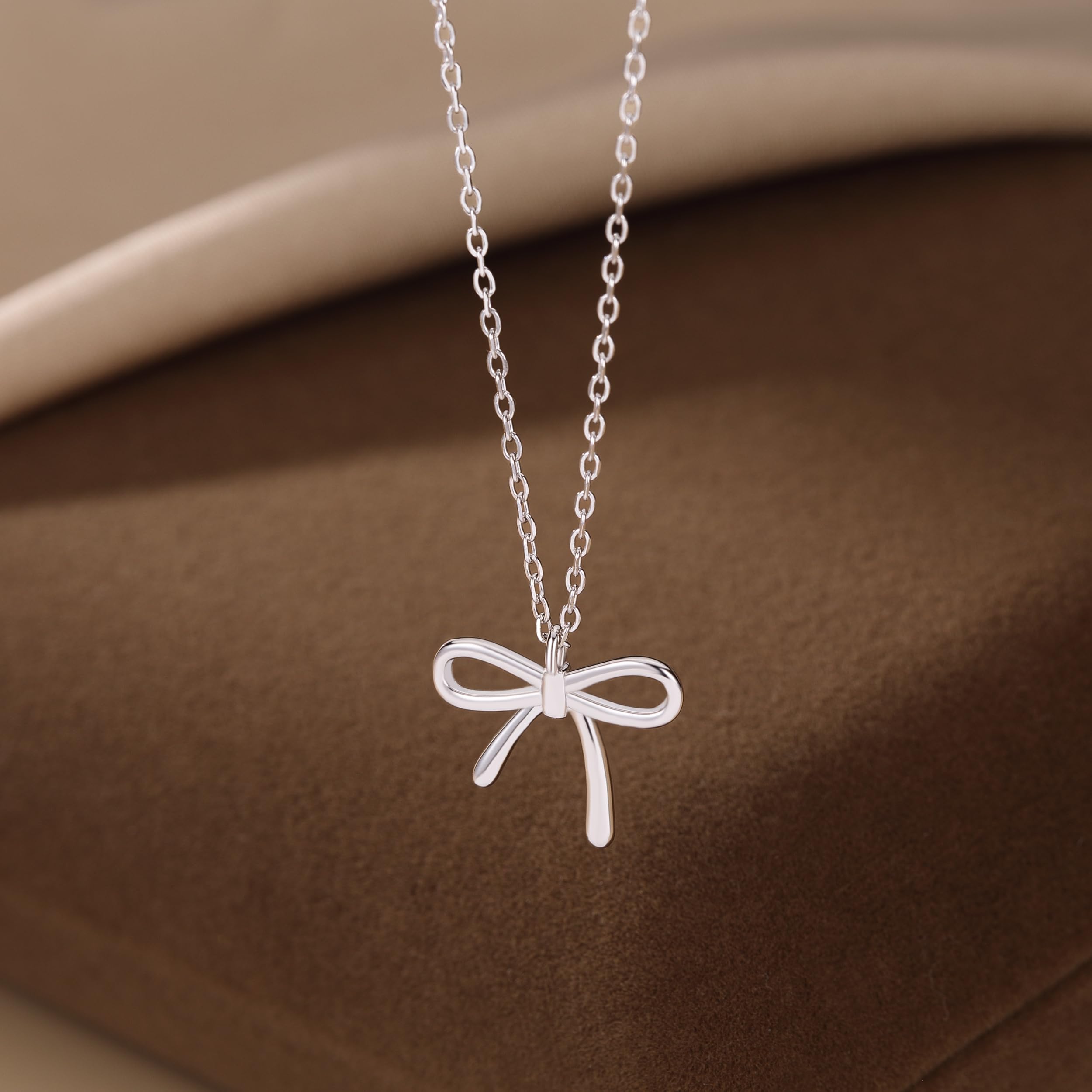SLUYNZ Solid 925 Sterling Silber Schleife Halskette Kette für Damen Mädchen Schleife Anhänger Halskette Ketten