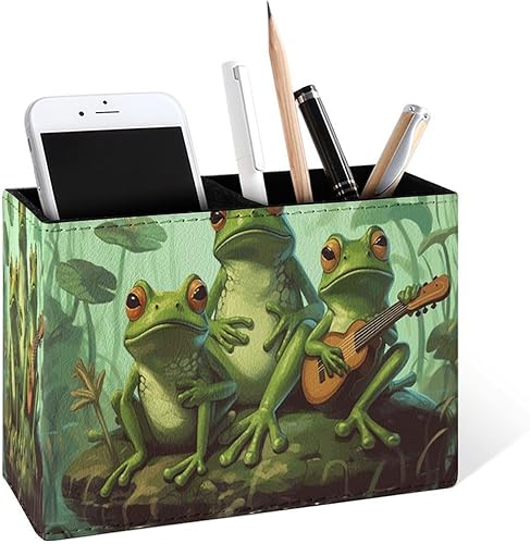 Miniatura 11 de Famame Soporte para lápices de dos ciervos y río de otoño para escritorio, contenedor de escritorio de cuero, para guardar bolígrafos, mesa de Dos