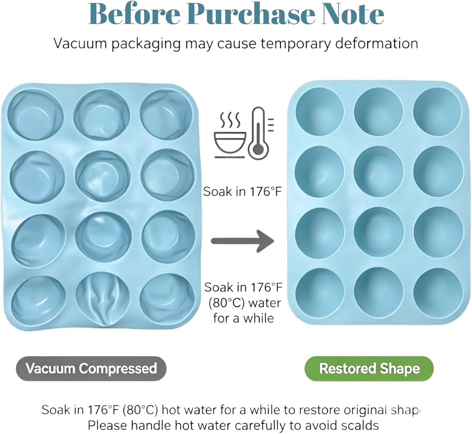 3‑Pack 12‑Cup Mini Silicone Muffin Pan, Non‑Stick Mini Cupcake Baking Mold