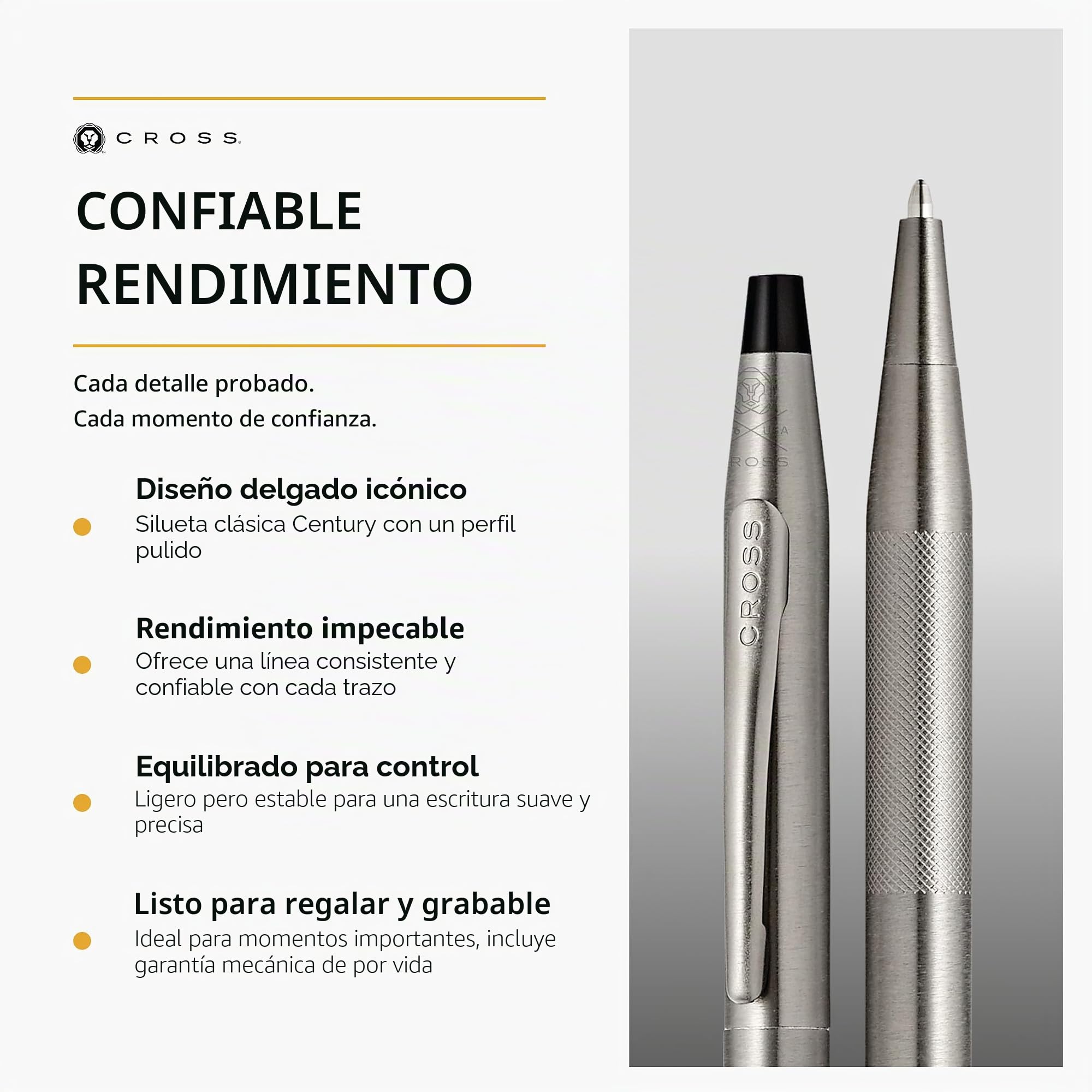 Cross AT0082-137 Bolígrafo Century Classic PVD, Gris Titanio Mate