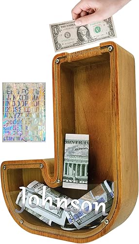 Sulevalt Alcancía personalizada para niños y niñas alcancía grande de 91 pulgadas con calcomanías láser de bricolaje alcancía de ahorro para niños