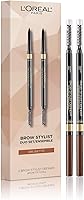 L'Oréal Paris Eyebrow Pencil Kit, 2 Brow Stylist Definer, Brunette, Brow Stylist Duo Set
