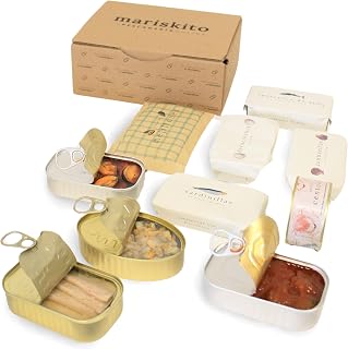 MARISKITO | Coffret La mer de Delicatessen - 6 Conserves Gourmet - Boîtes de Conserves Galiciennes - Panier Cadeau - Coffret de Produits Délicatessen