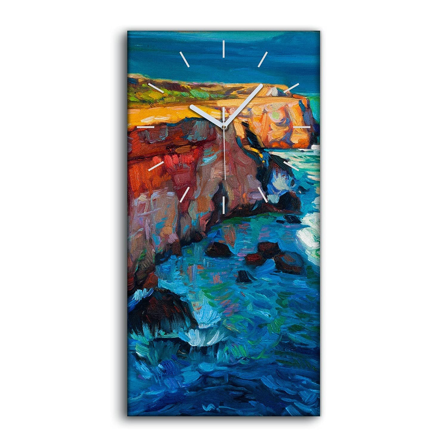 Horloge sur Toile Silencieuse sans Tic-Tac Falaises Abstraites Cadran Blanc