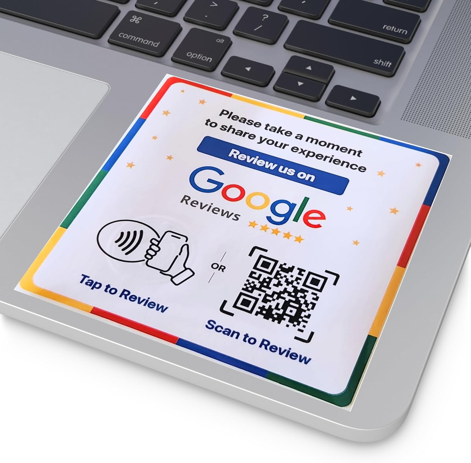 NFC Google Review Sticker - Boost Customer Feedback with Tap & Scan QR - No App, No Subscription - Works on iPhone & Android (Square 3.9" 6-Pack)