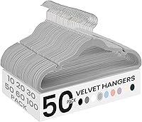 Vista 30 de SONGMICS - Perchas de terciopelo 50 unidades, perchas antideslizantes con muescas para hombros, barra para pantalones, gancho giratorio de 360°