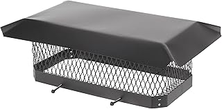 HY-Guard Galvanized Steel Chimney Cover - HY-C Black Chimney Cap, Single Bolt-On Chimney Fireplace Cover, Chimney Flue Cover to Fit On Existing Flue Tiles, Chimney Vent Cap with Hood Plate (9" x 18")