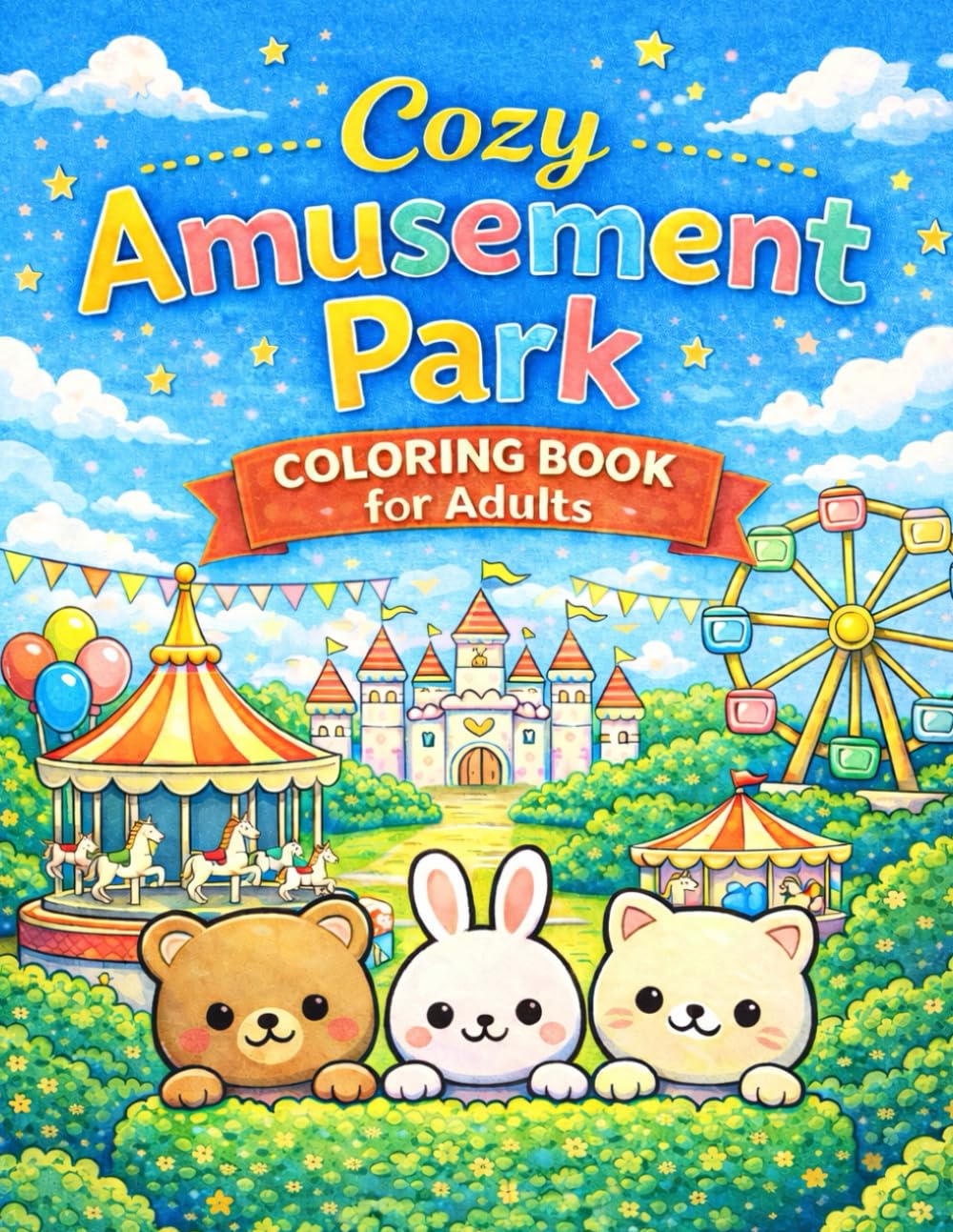 Cozy Amusement Park Coloring Book for Adults: Cute and Relaxing Carnival Scenes with Bold & Easy Designs