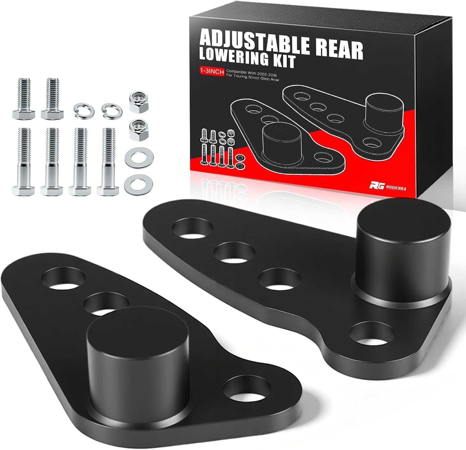 Motorcycle Rear Lowering Kits Adjustable 1"2"3" for Harley Touring Street Glide Electra Glide Ultra Glide Road King 2002-2016 - Suspension Lowering Links Blocks Slam Kit