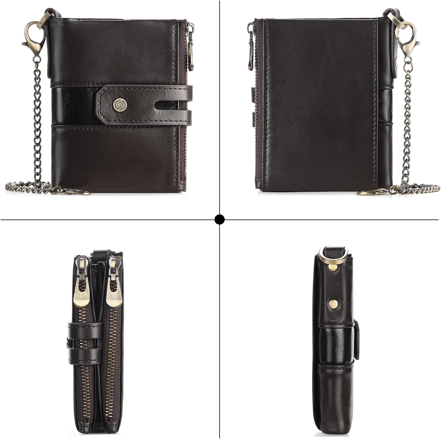 GAEKEAO Chain Wallets for Men - Bifold RFID Blocking Mens Wallet with Chain, High Security Leather Wallets with Coin Pocket - Image 3