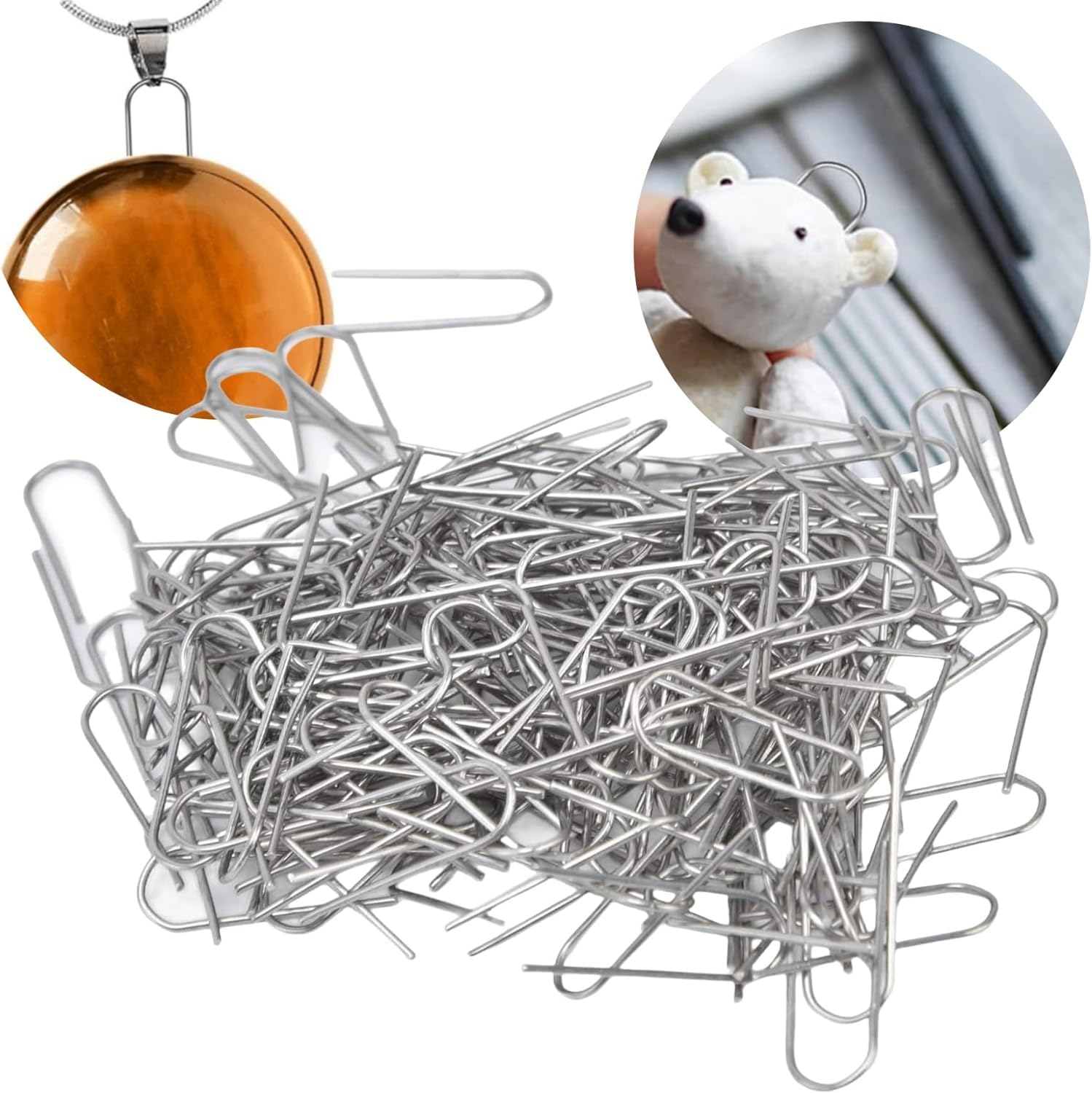 Mini U Ganci, 200 Pezzi Spilli da Cucito a U Spilli da Sarta Aghi Bloccanti a U Gancio In Filo di Lega Nichel-Cromo alta Temperatura per Argilla Ciondolo Ceramica Ornamenti Creazione Gioielli
