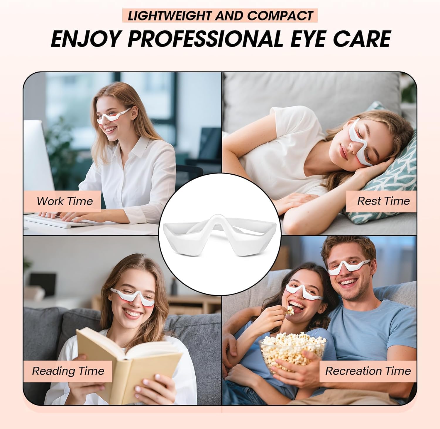 Gafas de terapia de luz roja para debajo de los ojos con microcorriente, masajeador de ojos de 4 modos para ojeras, bolsas de ojos, hinchazón, arrugas y alivio de la fatiga ocular