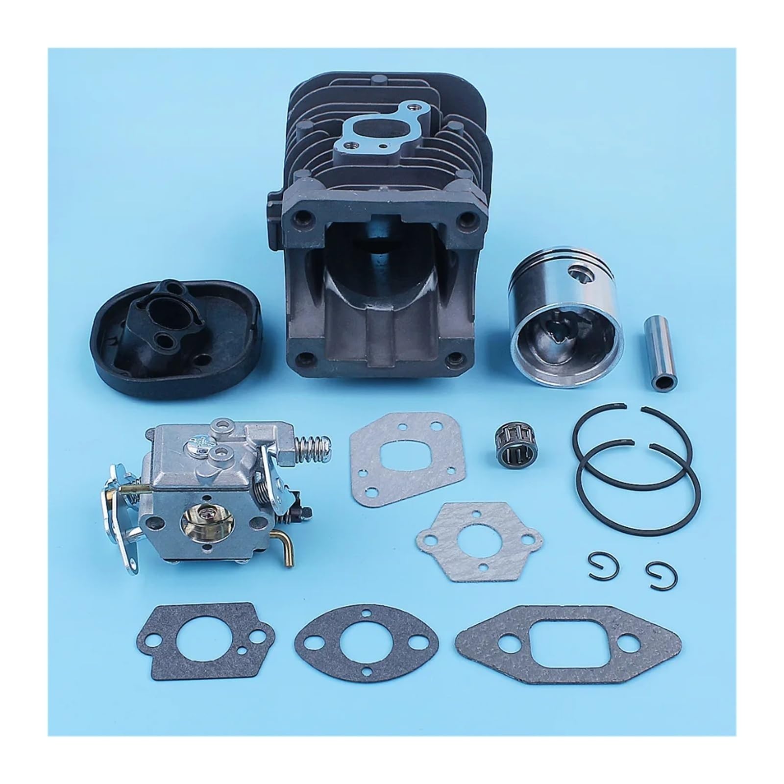 Zestaw uszczelek do gaźnika, tłoka cylindra i gaźnika, pasuje do Partner 350 351 370 371 420 390 391 do piły łańcuchowej Formula 5000 41 mm, powlekana Nikasilem