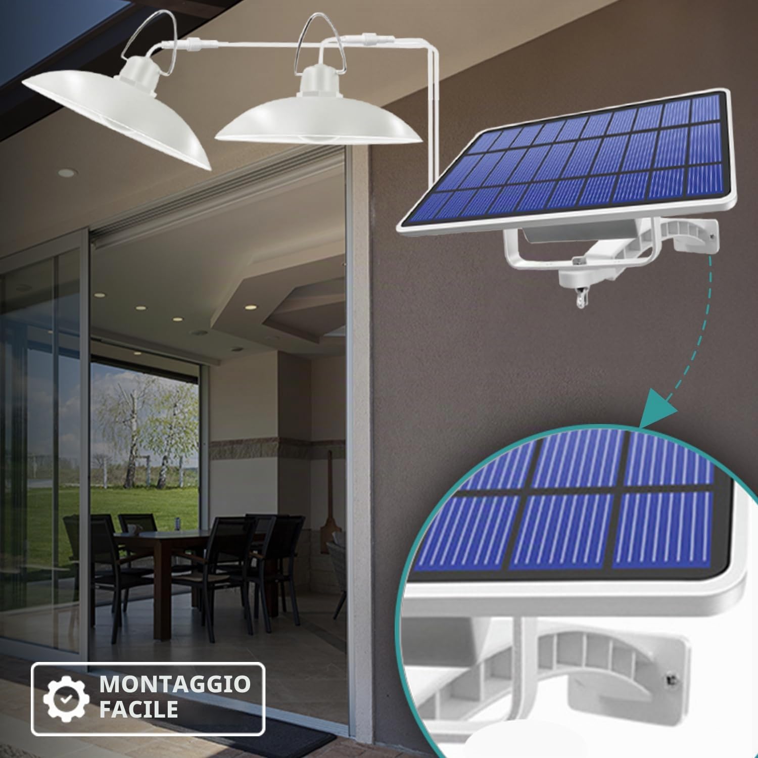 FOREVER Luce LED solare Sunari FLS-80 Doppia 6W 520lm 4500K 5500mAh Li-Io ideale per il giardino e il garage.
