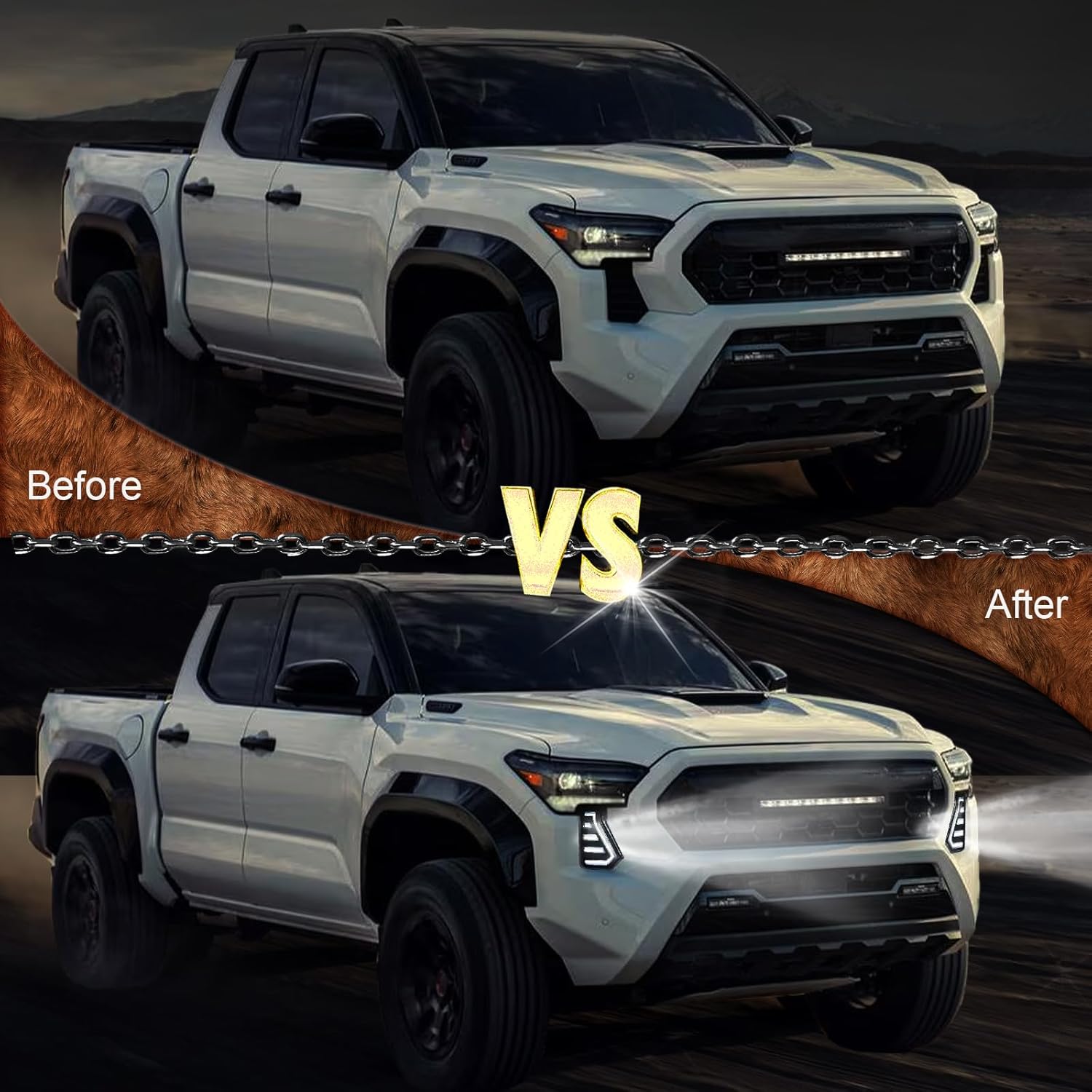 LED Front Bumper Fog Lights White DRL Daytime Running Lamp Amber Turn Signal Light Assembly Compatible With Toyota Tacoma 2024 2025 Accessories - Image 4