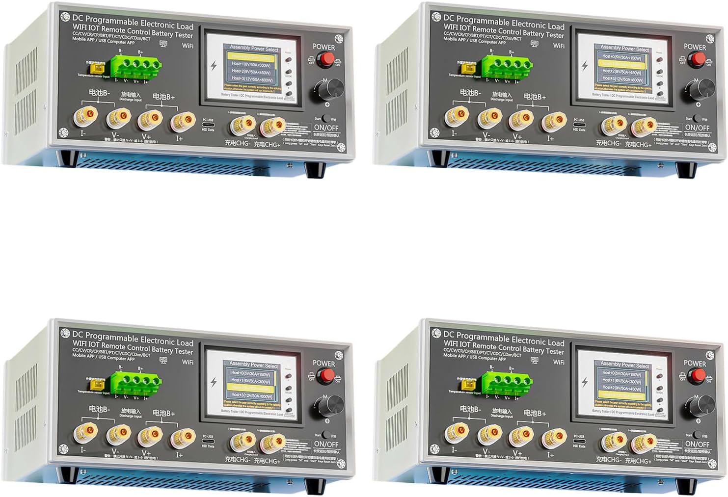 WiFi Enab Programmable Electronic Load Tester For Battery Capacity Testing 150 600W Discharge Power 50A Current